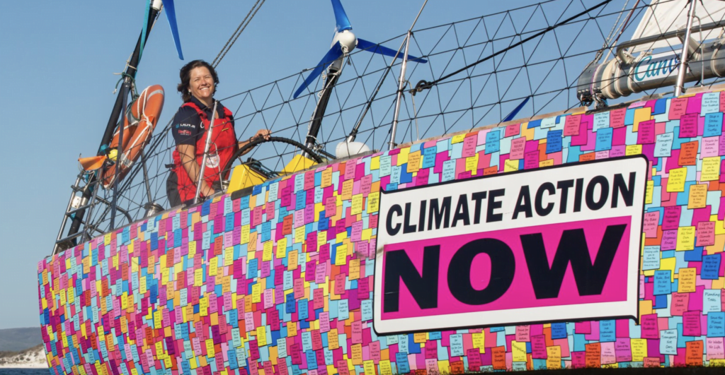 Lisa and her boat named 'Climate Action now', is devoted to the cause